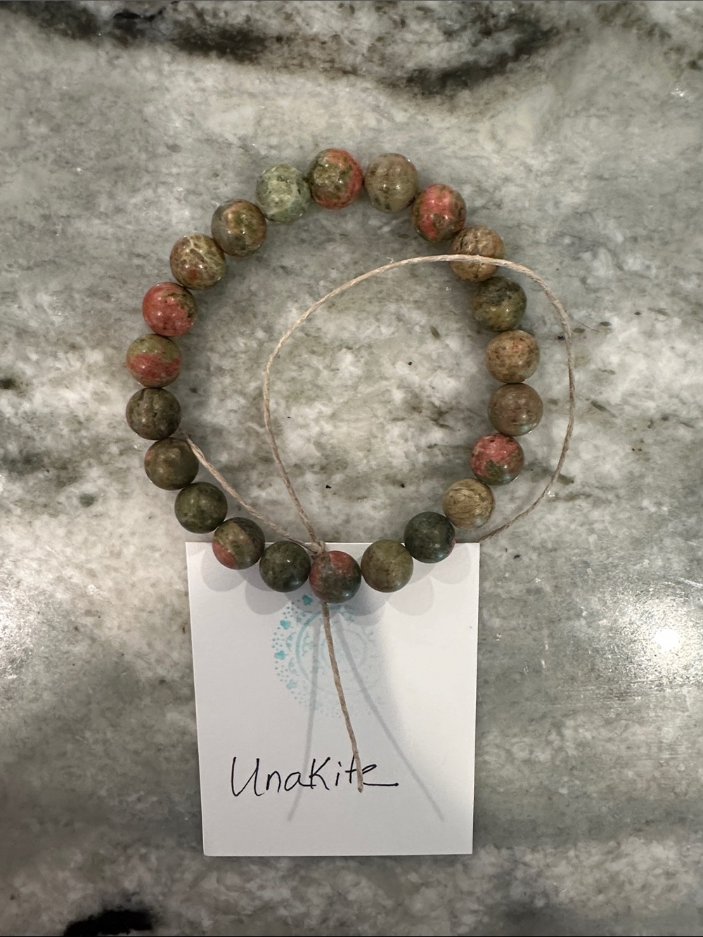 Reiki Infused Unakite Natural Stone Beaded Bracelet